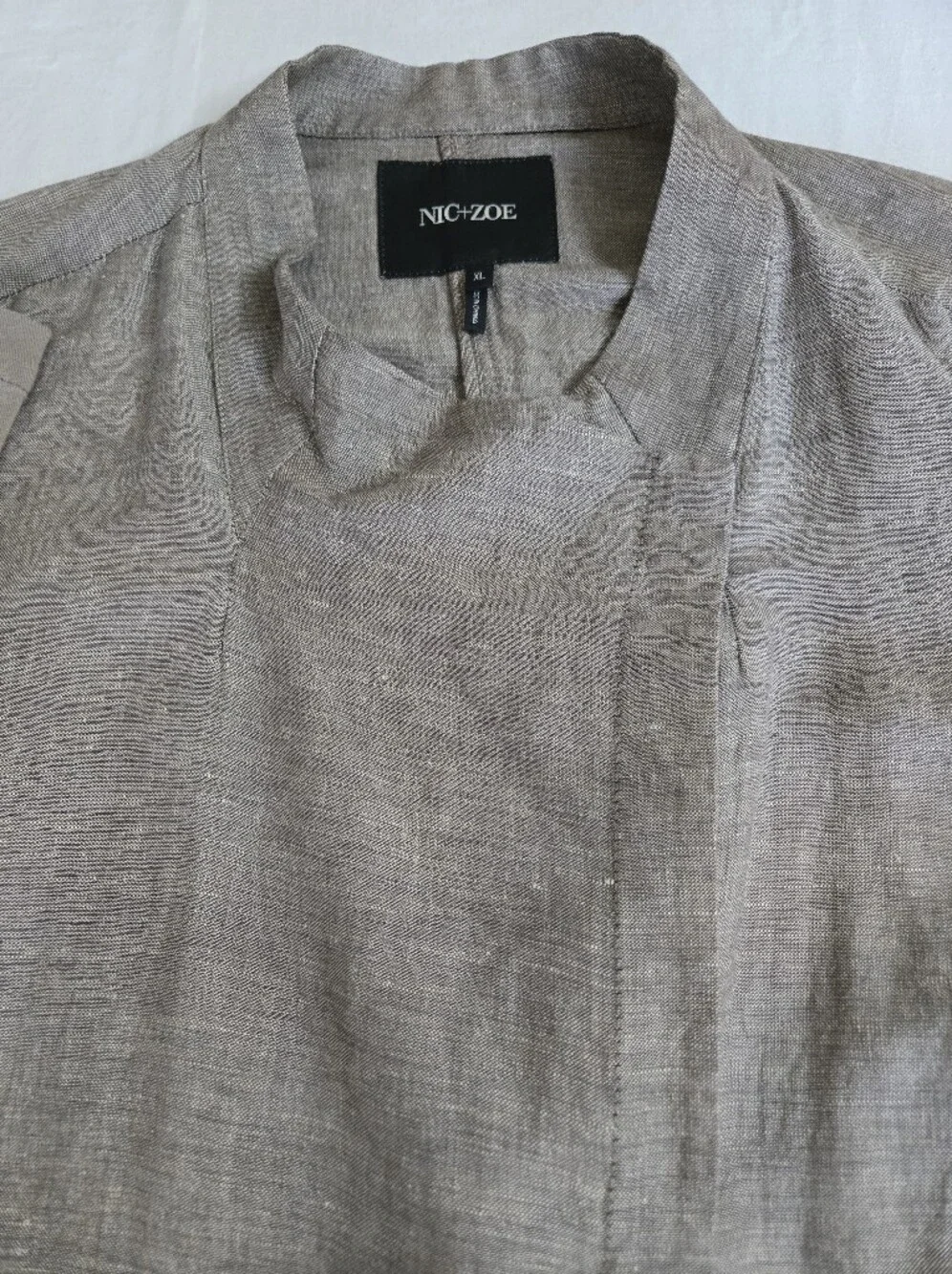 NIC+ZOE Taupe Linen-Blend Sundown Moto Jacket